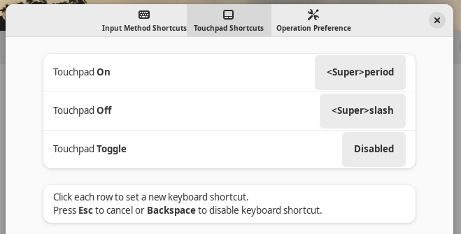 Touchpad Shortcuts
